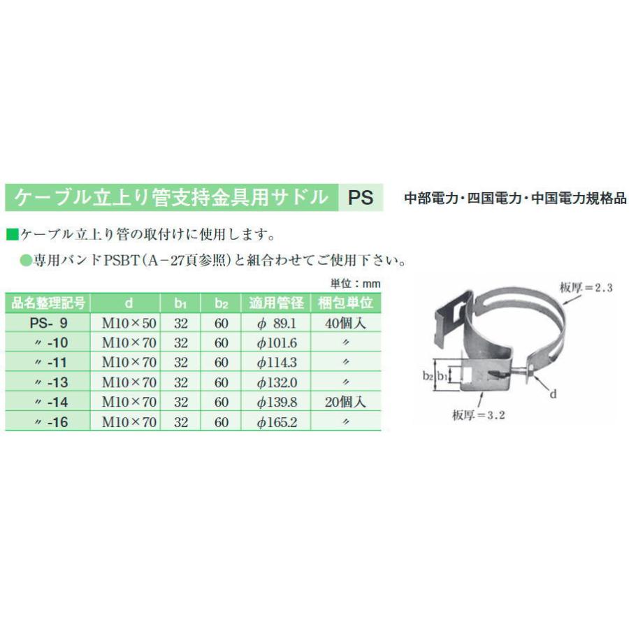 イワブチ【 PS-9 】ケーブル立上り管支持金具用サドル【適用管径：φ 89.1mm】【1個単位】