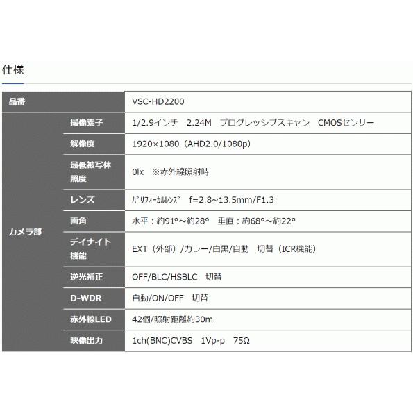 ビデオセンシング　VSC-HD2200(SDレコーダー一体型カメラ)新品未使用 楽天市場】ビデオセンシング【 VSC-HD2200 】SDレコーダー一体型