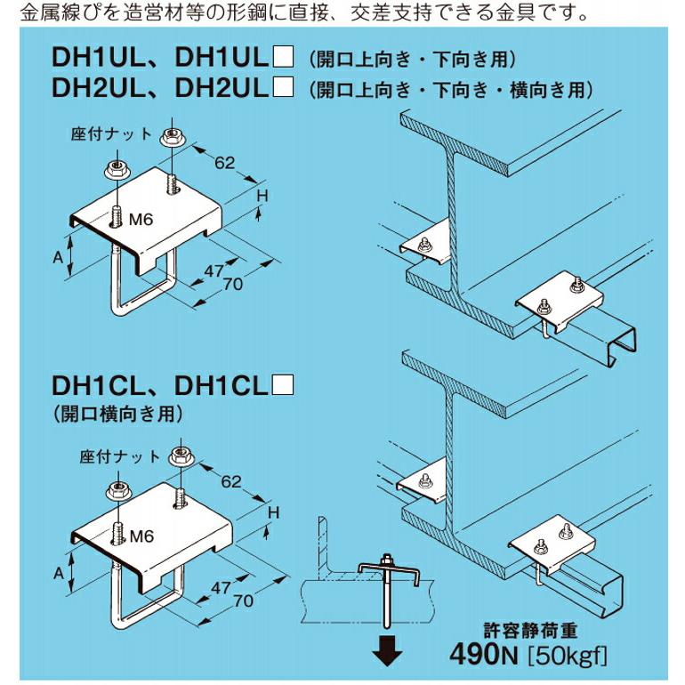 ネグロス電工 DH2UL 形鋼用レースウェイ交差支持金具 電気亜鉛メッキ