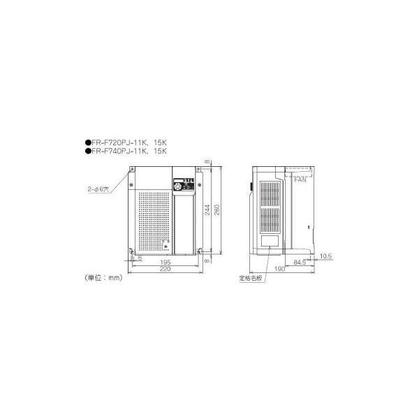 三菱電機　FR-F720PJ-11K　簡単小形インバータ　適用モータ容量11KW　三相200V　FREQROL-F700PJシリーズ　フィルタパック無