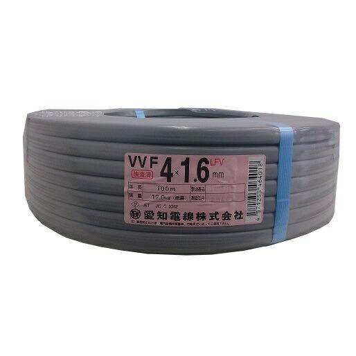 愛知電線 VVF1.6mm×4C VVFケーブル 100m巻 灰色 : 22020083 : 電材  