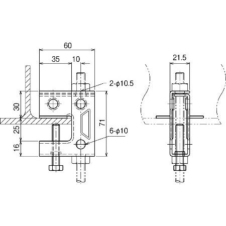 ネグロス電工 S-HB1U 一般形鋼・リップみぞ形鋼用吊りボルト支持金具 ステンレス鋼製｜densetusizai｜02