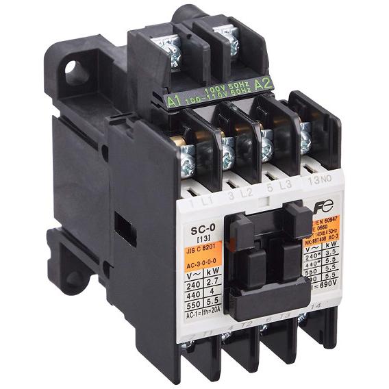 富士電機 SC-0 標準形 電磁接触器 主回路200V ケースカバーなし : 電材