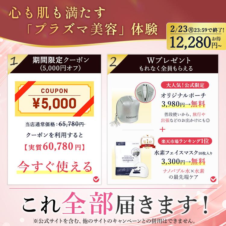 プラズマシャワー　家庭用　プラズマニードル 公式！2/23まで☆5,000円OFFクーポン+Wギフト】DENSHINDO プラズマ