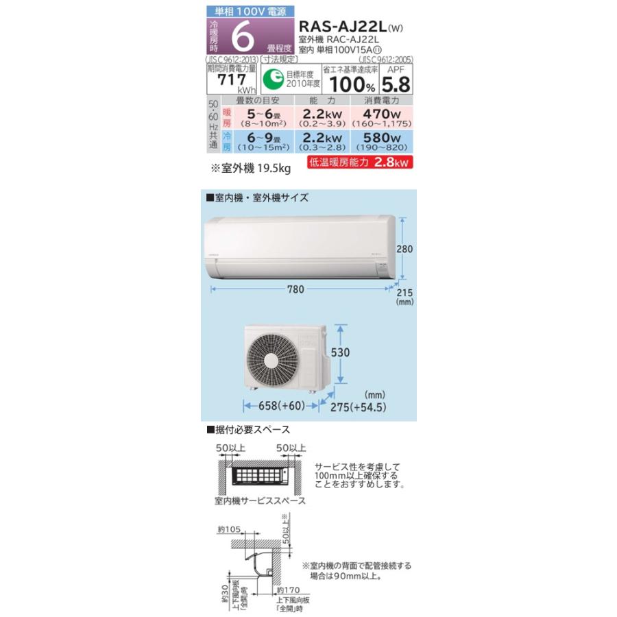工事費込 セット Ras Aj22l 日立 6畳用 エアコン 工事費込み 21年製 エリア限定 Ras Aj22l エアコン本舗 通販 Yahoo ショッピング