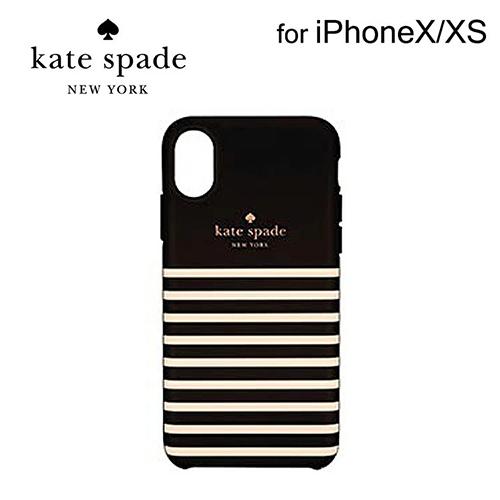 iPhone X/XS用 kate spade ケイトスペード （R） ハイブリッドカバー／Black Stripe