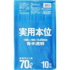 本物品質の ds-1587113 (まとめ) 日本サニパック ゴミ袋 実用本位 青半透明 70L NJ71 1パック(10枚) 【×20セット】 (ds1587113) その他インテリア雑貨、小物