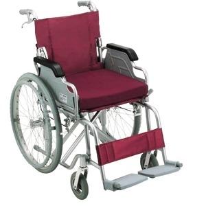 ds-1952232 アルミ製 車椅子  自走・介助兼用 折り畳み 跳ね上げ式肘掛け 低反発クッション付き