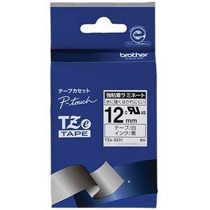 ds-2227881 (まとめ) ブラザー ピータッチ TZeテープ強粘着ラミネートテープ 12mm 白/黒文字 TZE-S231 1個  (ds2227881)
