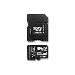 ds-2231517 (まとめ) グリーンハウス microSDHCカード4GB Class4 防水仕様 SDHC変換アダプタ付 GH-SDMRHC4G4 1枚  (ds2231517)