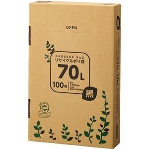 ds-2489393 （まとめ）TANOSEE リサイクルポリ袋 黒70L BOXタイプ 1箱(100枚) (ds2489393)