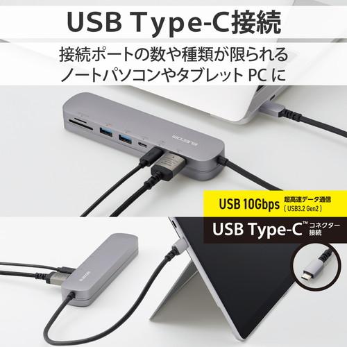 公式激安通販 エレコム DST-C21SV/EC USB TypeC ドッキングステーション ハブ PD 85W出力 USB-C×2 USB-A×2 HDMI×1 SD+microSD×1 シルバー (DSTC21SV/EC)