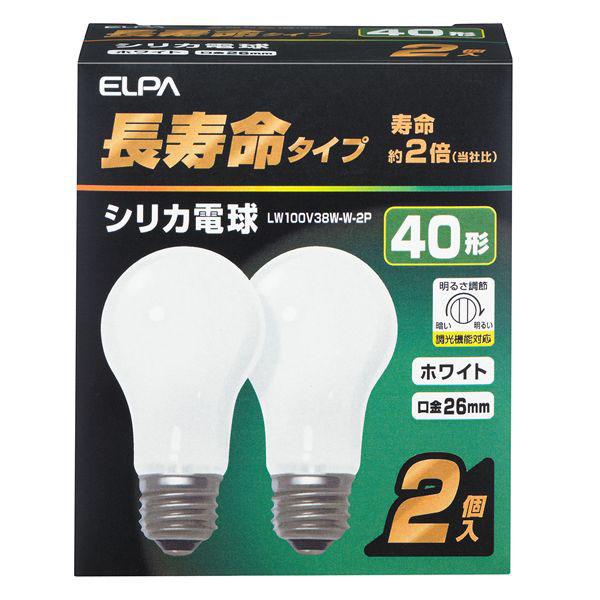 ELPA エルパ シリカ電球 長寿命タイプ 40形 E26 ホワイト 2個入 ELPA エルパ シリカ電球 長寿命タイプ 40形 E26 ホワイト 2個入