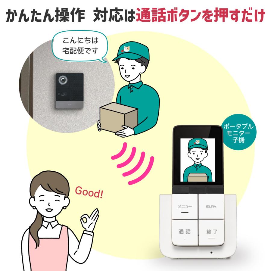 ELPA エルパ かんたんテレビドアホン 玄関カメラ+モニター子機 ELPA エルパ かんたんテレビドアホン 玄関カメラ+モニター子機