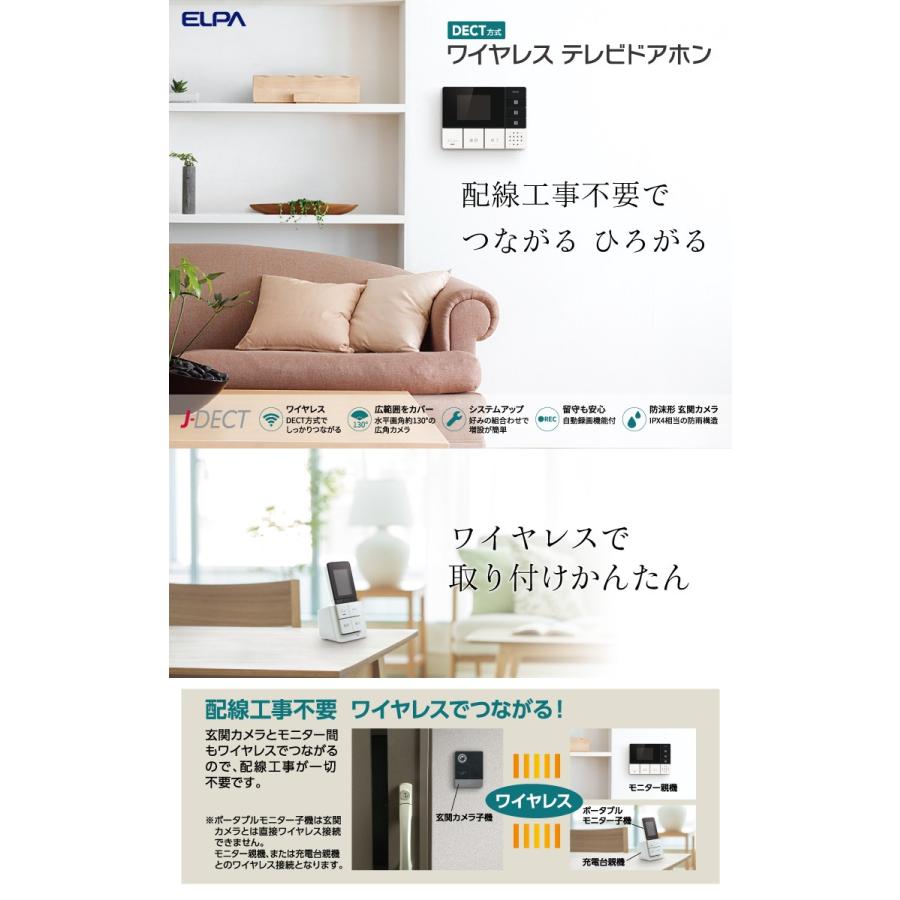 正規通販 ピンポン インターホン Elpa チャイム 玄関 呼び鈴 Dectワイヤレステレビドアホン Dhs Tmp23 ドアベル ドアホン