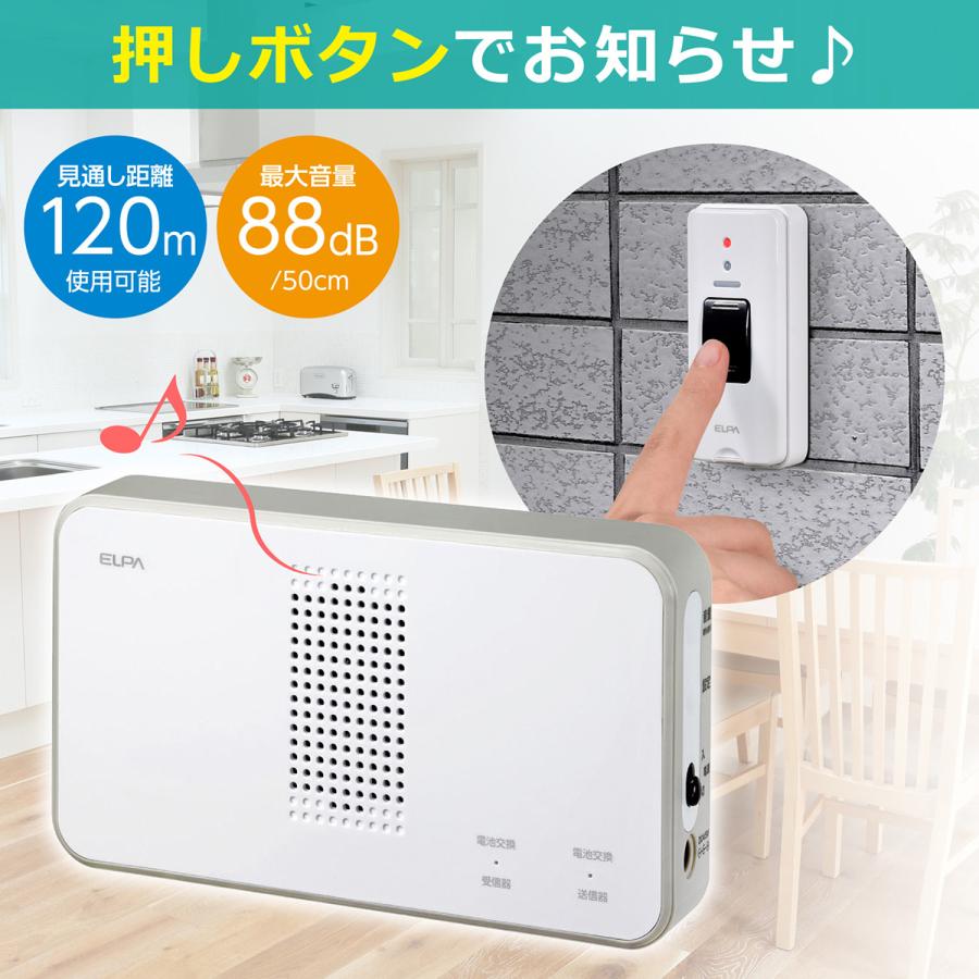 ELPA エルパ ワイヤレスチャイム 8チャンネル受信器 ホワイト 防 ELPA エルパ ワイヤレスチャイム 8チャンネル受信器 ホワイト 防