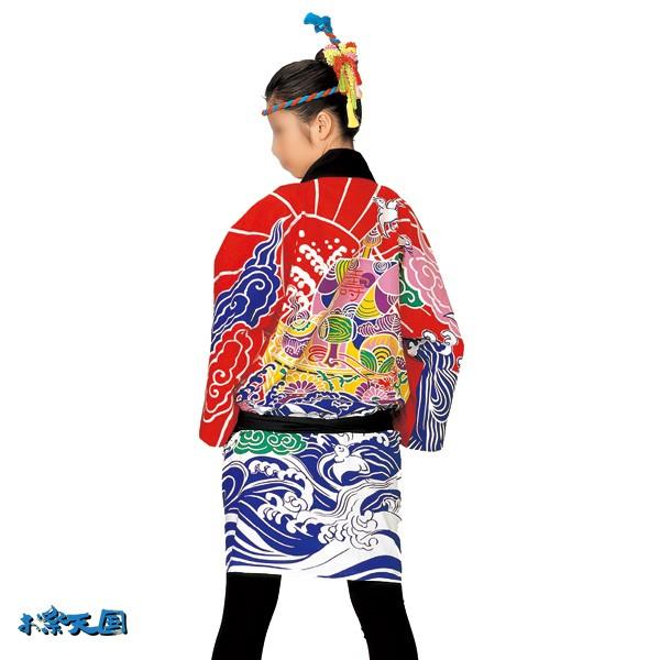 長半纏 法被 半天 袢天 半被 (赤) 綿100% 宝船 よさこい 祭り 衣装 大祭 祭禮 神輿 イベント 夏祭り 秋祭り まつり はんてん はっぴ ハッピ 男女兼用 (60332)