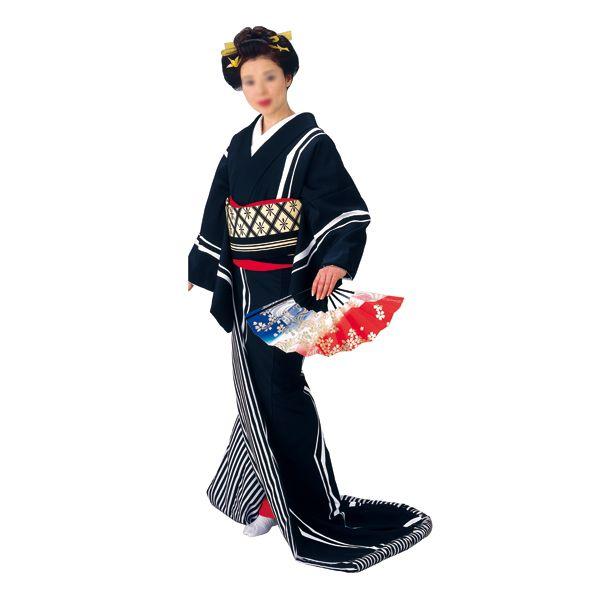裾引き(引き摺り)着物 舞台 衣装 舞踊 日本舞踊 民踊 新舞踊 芸者 踊り (62109)