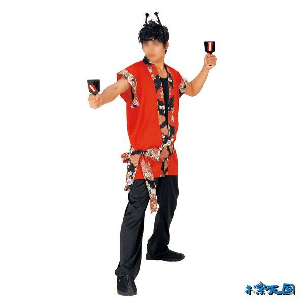 よさこい 袖無し 法被 半纏 半天 袢天 半被 衣装 ポリエステル100% YOSAKOI ソーラン 祭り ダンス 舞踊 踊り はんてん ハッピ 舞台 ステージ 男女兼用 (60077)