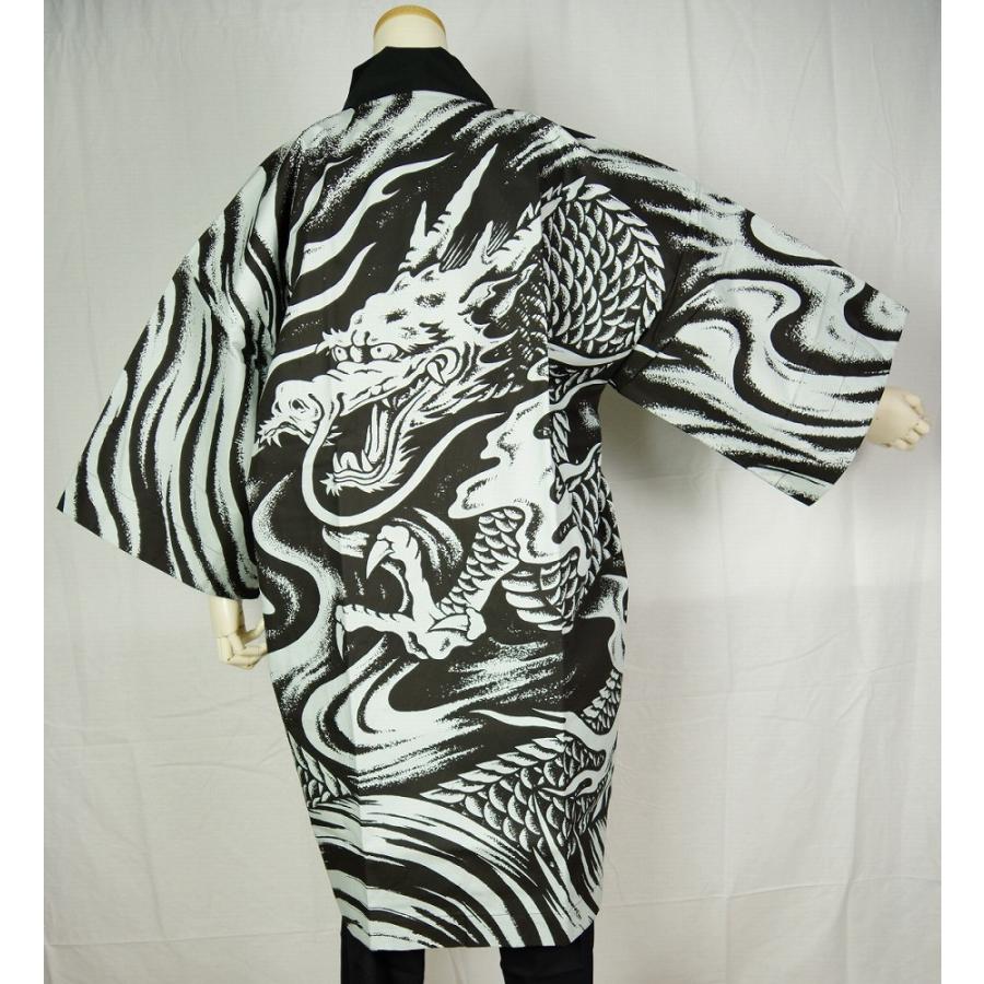 長半纏 法被 半天 袢天 半被 (黒ネズ) 綿100% 龍柄 祭り 衣装 大祭