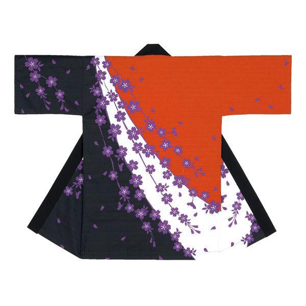 よさこい 長半纏 法被 半天 袢天 半被 衣装 綿100% 桜柄 YOSAKOI ソーラン 祭り ダンス 舞踊 踊り はんてん はっぴ ハッピ 舞台 ステージ 男女兼用