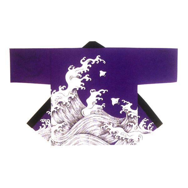 法被 半纏 半被 半天 袢天 (紫) 綿100% 波に千鳥 祭り 衣装 大祭 祭禮