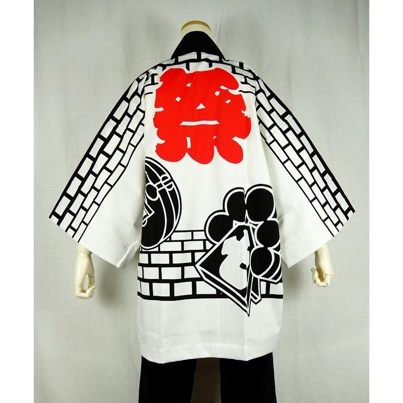 希少　かくりよの宿飯　天神屋半被 法被 半纏 半被 半天 袢天 (白) 綿100% 祭文字にレンガ纏 祭り 衣装