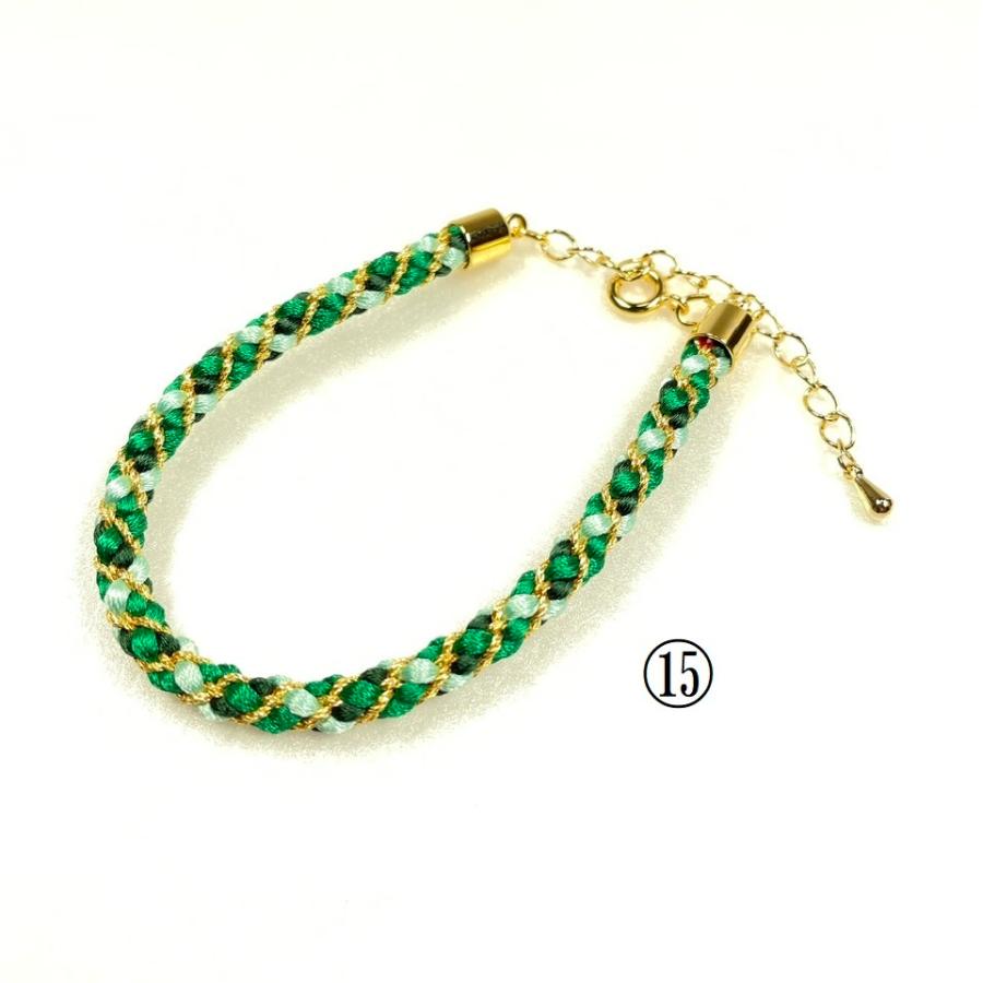 蓮花戯水　組紐　黒色　1本 くみひもブレスレット 撚り金入り八つ組 レディース メンズ 可愛い