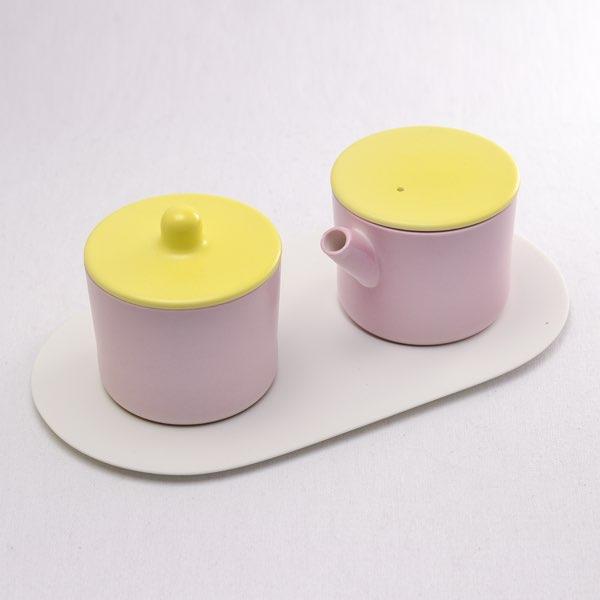 S＆B Coffee Sugar Milk Pink-Pink set ( 1616 / arita japan 父の日 プレゼント 初任給 ガラス クリーマー シュガーポット 醤油 おすすめ 有田焼 結婚 出産 )｜dentouhonpo｜02