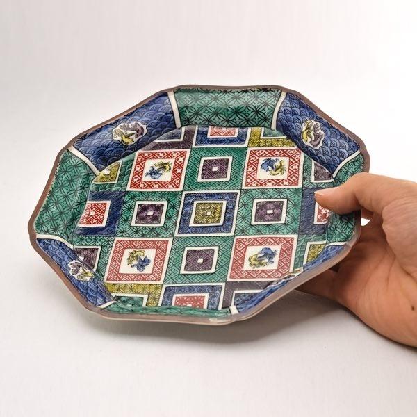 九谷焼 八角皿 石畳の図 5.5号 5枚セット ( 木箱名入れ有料 セット