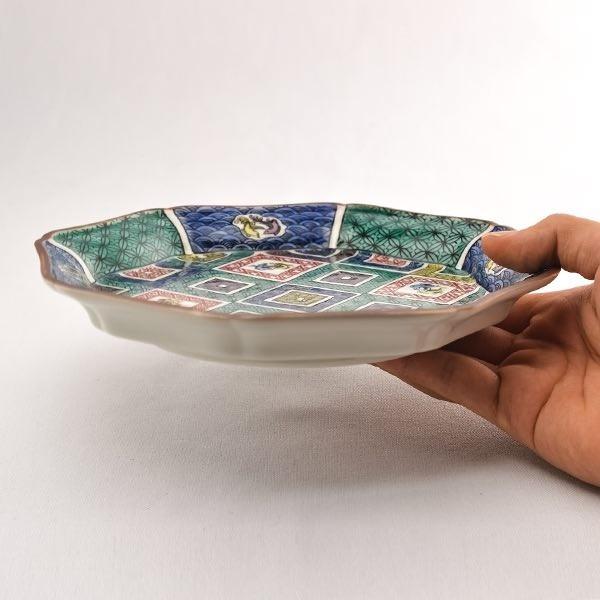 九谷焼 八角皿 石畳の図 5.5号 ペア ( 退職祝い 定年 セット おつまみ