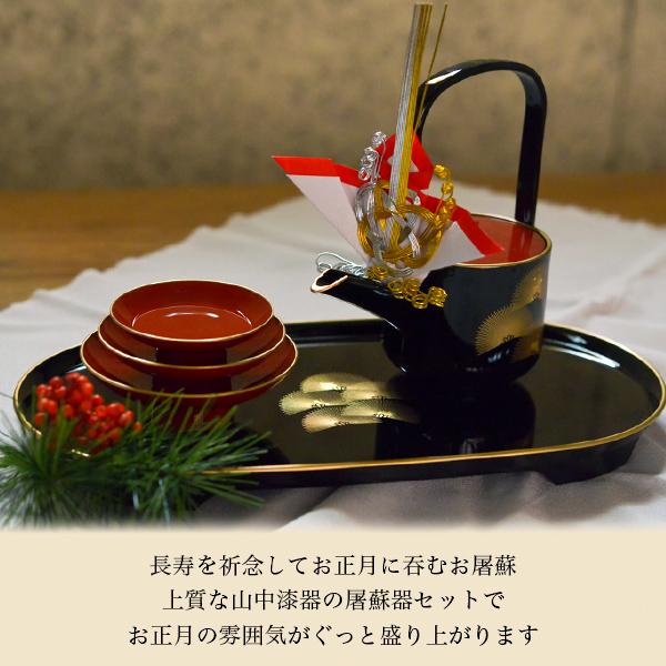 屠蘇器／とそき 奏松紋 屠蘇散・銚子飾り・食用金箔セット ( あすつく