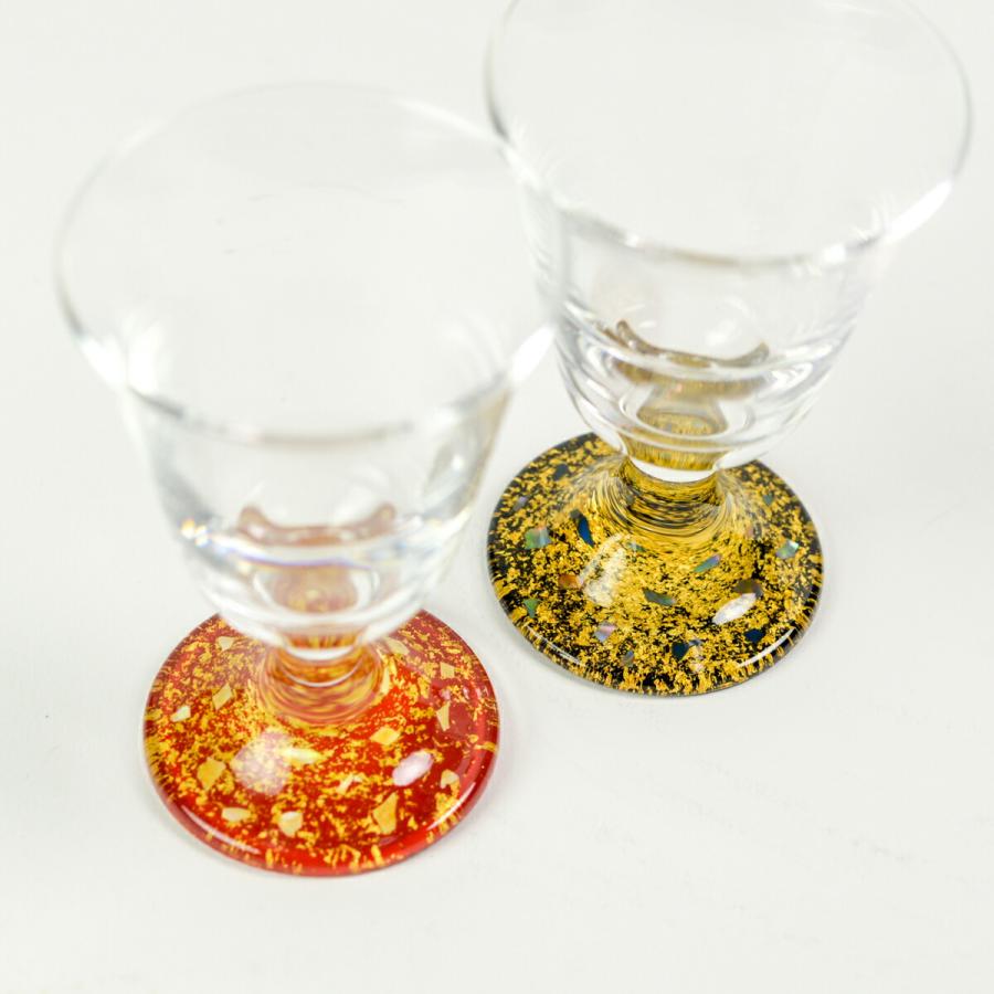 冷酒グラス 高杯型 銀河 ペア 木箱入り ( あすつく ぐいのみ 盃 酒器