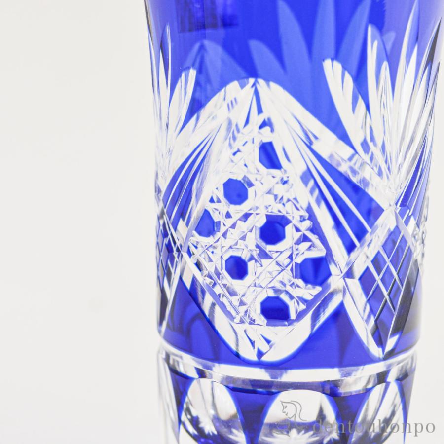 江戸切子 八角籠目菊底 一口ビール ペア ( 田島硝子 木箱名入れ有料