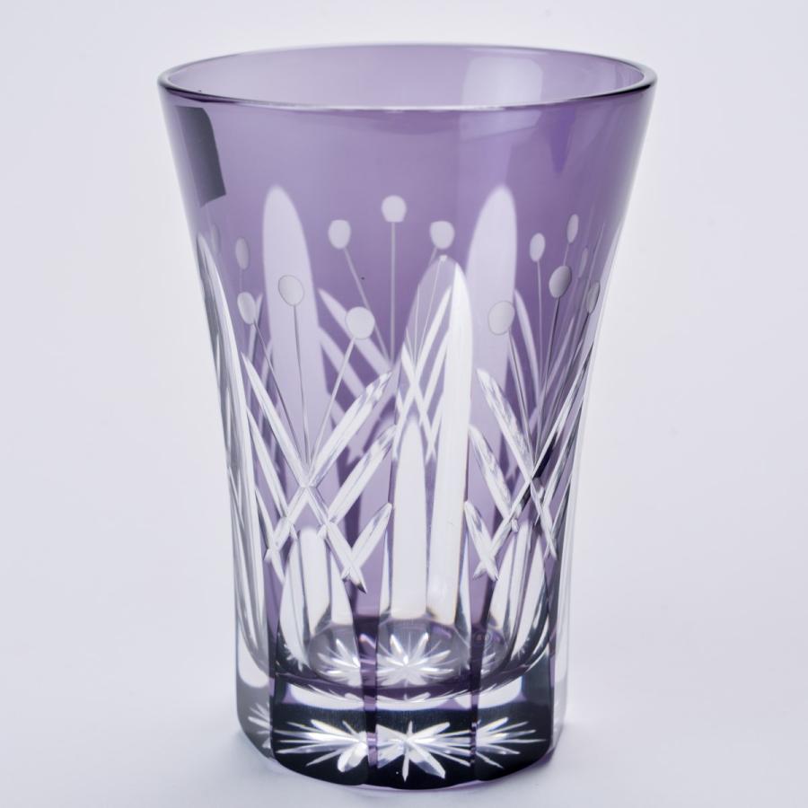 江戸切子 映見玉矢来 タンブラー 紫 ( 田島硝子 退職祝い 定年 ビール