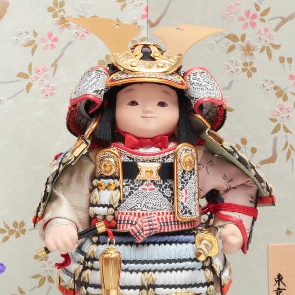 久月 名入れ木札無料 五月人形 鎧着大将飾り 正絹赤中紺縅 幸一光作 幅