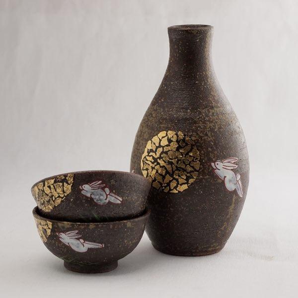 九谷焼 酒器セット 月見うさぎ 金箔付き ( 母の日 プレゼント 九谷焼 酒器セット 月見うさぎ 金箔付き ( 母の日 プレゼント