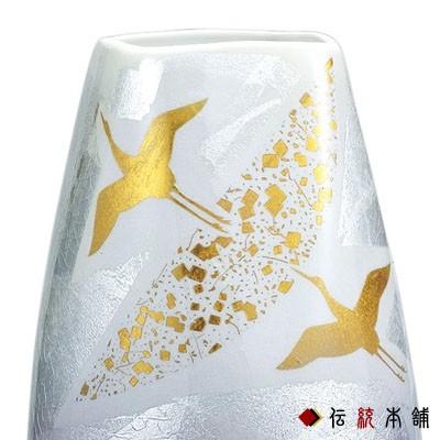 九谷焼 花瓶 銀彩飛翔 10号 ( 木箱名入れ有料 木札名入れ有料 花器 フラワーベース インテリア 陶器 日本のお土産 九谷焼 周年 創立 上場 竣工 開店 )_1