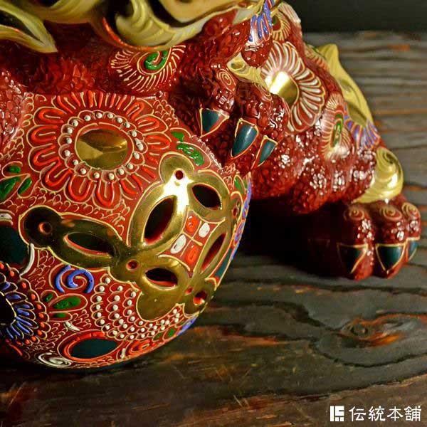 九谷焼 立獅子 盛 10号 ( 木札名入れ有料 退職祝い 定年 置物 玄関 