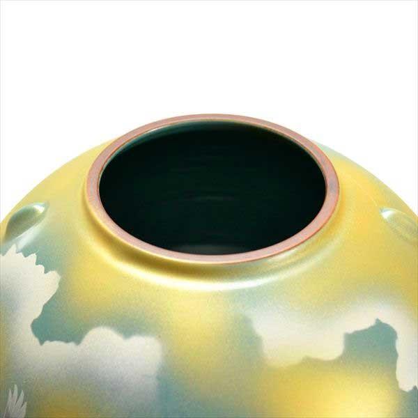九谷焼 花瓶 赤富士に鶴 7号 ( 木箱名入れ有料 木札名入れ有料 初任給