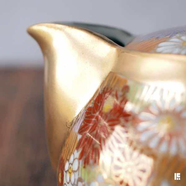 九谷焼 湯呑 ポット急須 金花詰 セット ( 退職祝い 定年 湯のみ 急須