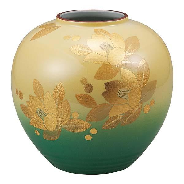 九谷焼 花瓶 釉裏金箔彩山茶花 8号 ( 木箱名入れ有料 木札名入れ有料 退職祝い 定年 花器 フラワーベース インテリア 陶器 日本のお土産 九谷焼 周年 創立 )