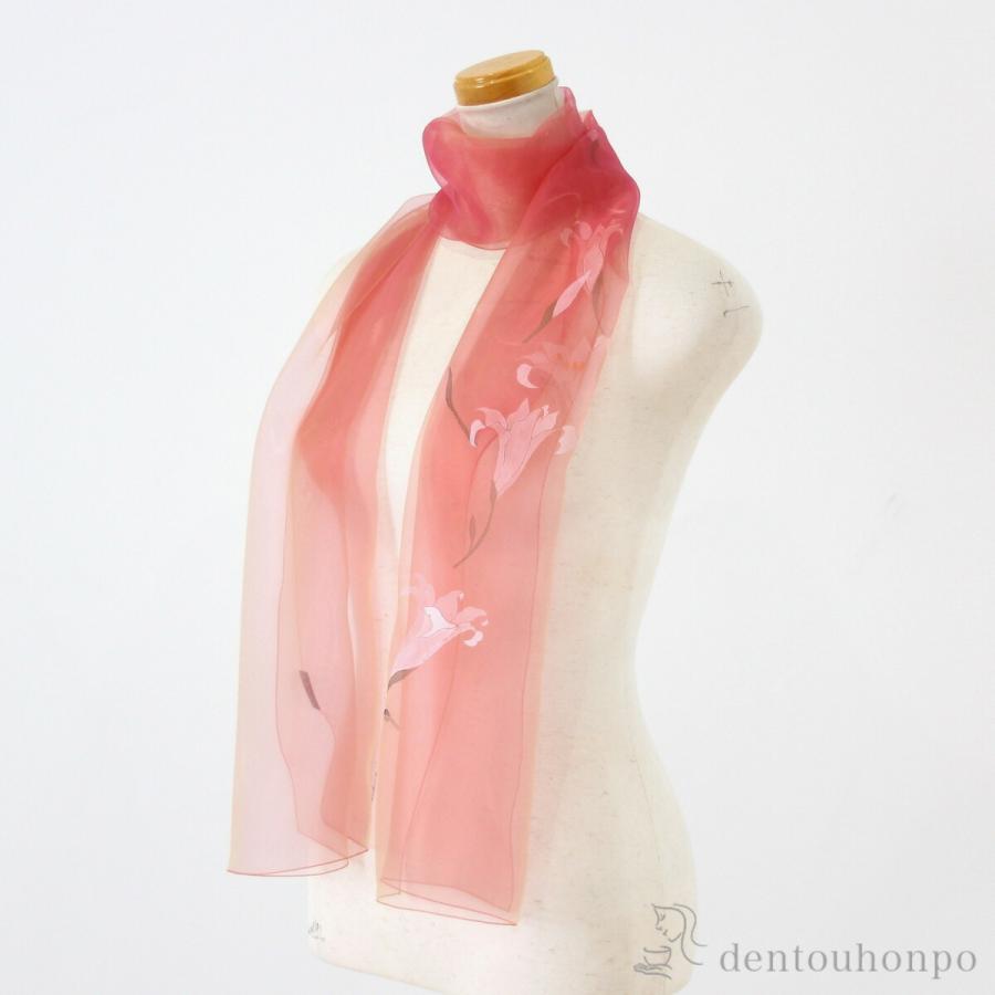 「送料無料」 天女の羽衣 加賀友禅染ショール 手描き ゆり 中 ( 工房久恒 ストール 結婚式 大判 パーティー おしゃれ 加賀友禅 ) 天女の羽衣 加賀友禅染ショール 手描き ゆり 中 ( 工房久恒 ストール