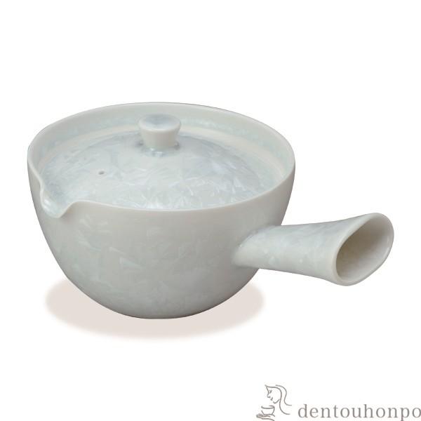 急須 花結晶 白 ( 名入れ有料 初任給 プレゼント 母の日 ティーポット お茶 セット 日本茶 おすすめ 清水焼 京焼 結婚 出産 内祝い 引き出物 金婚式 )