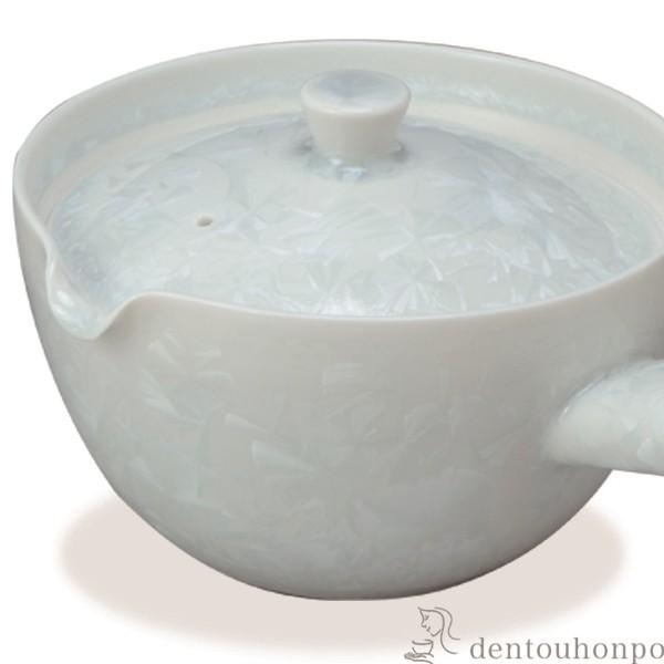 急須 花結晶 白 ( 名入れ有料 初任給 プレゼント 母の日 ティーポット お茶 セット 日本茶 おすすめ 清水焼 京焼 結婚 出産 内祝い 引き出物 金婚式 )_1