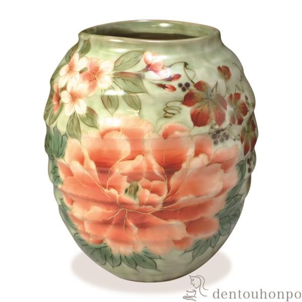 花生 織部草花 ( 名入れ有料 退職祝い 定年 ガラス フラワーベース 花器 一輪挿し おすすめ 清水焼 京焼 周年 創立 上場 竣工 開店 事務所移転 開業 )