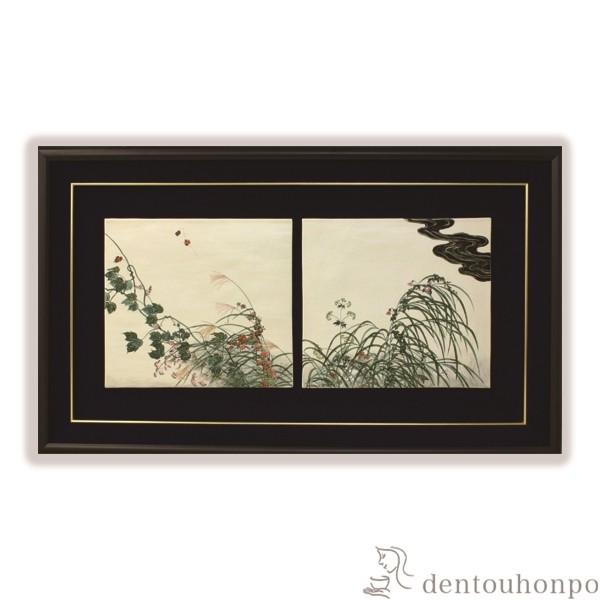 陶額 抱一写し夏秋草図 ( 名入れ有料 置物 額飾り 陶板 陶板画