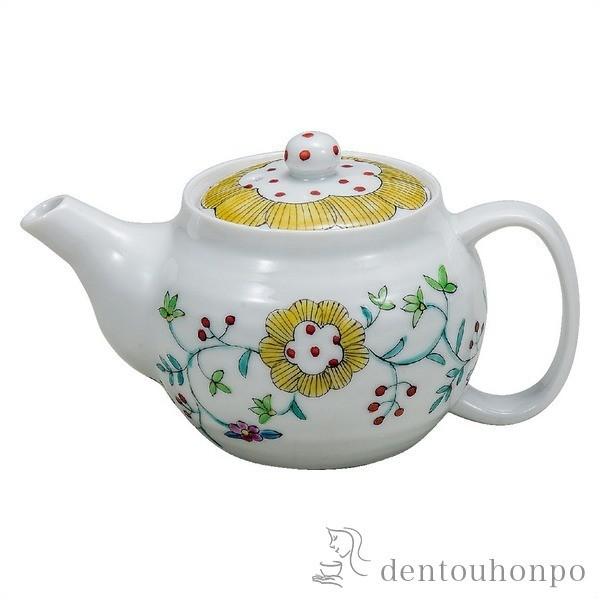 九谷焼 ポット急須 花唐草紋 1個 網付 ( 初任給 プレゼント 母の日 ティーポット お茶 セット 日本茶 おすすめ 九谷焼 結婚 出産 内祝い 引き出物 )