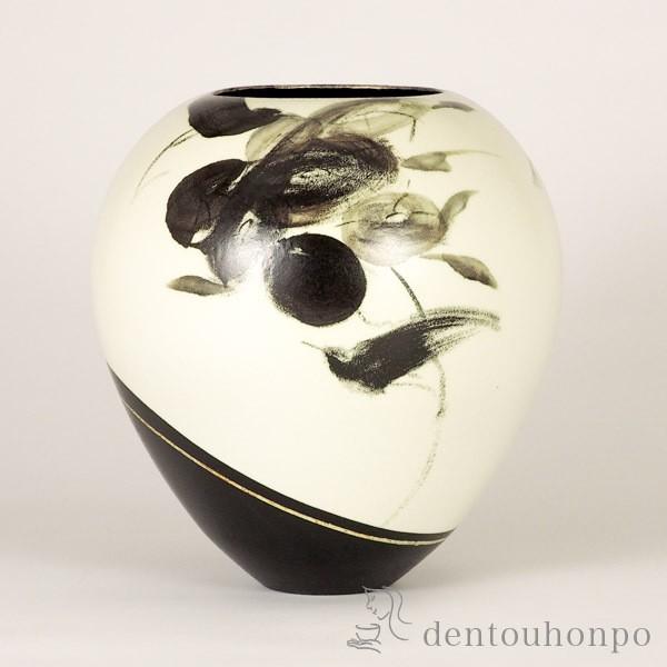 九谷焼 花入 黒描鳥花文 10号 ( 木箱名入れ有料 木札名入れ有料 ガラス フラワーベース 花器 一輪挿し おすすめ 九谷焼 周年 創立 上場 竣工 開店 )