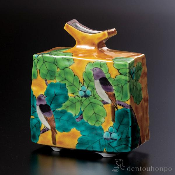 飾壺 双鳥図 双鳥図 6 5号 木札名入れ有料 父の日 プレゼント 花 ガーデニング 初任給 上場 プレゼント 祖父母 ガラス フラワーベース 花器 一輪挿し おすすめ 九谷焼 周年 創立 上場 Kti5715 伝統本舗